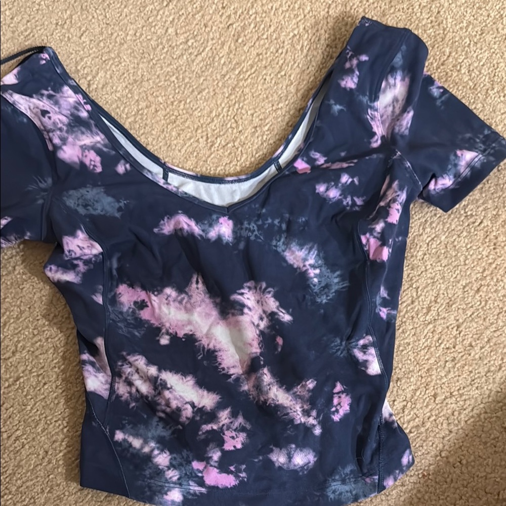 lululemon athletica Navy and Pink Short Sleeve Tee